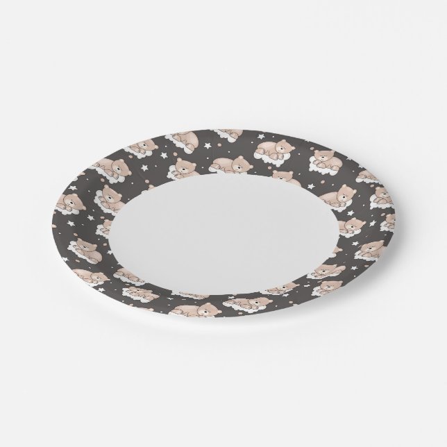 pattern with small bear sleeping paper plate (Angled)