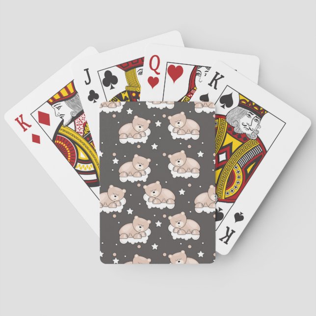 pattern with small bear sleeping playing cards (Back)