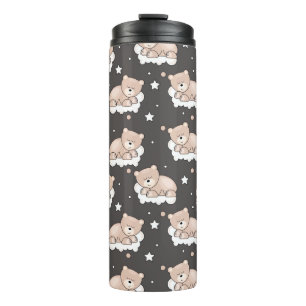 pattern with small bear sleeping thermal tumbler