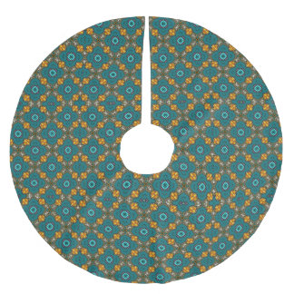 Pattern With teal,green, orange Brushed Polyester Tree Skirt