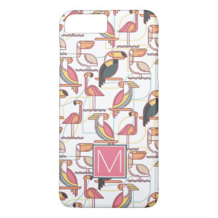 Pattern With Tropical Birds Add Your Initial iPhone 8 Plus/7 Plus Case