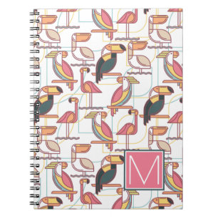 Pattern With Tropical Birds   Add Your Initial Notebook