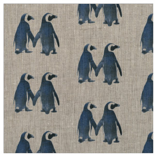 PATTERN WITH TWO PENGUINS IN LOVE! FABRIC