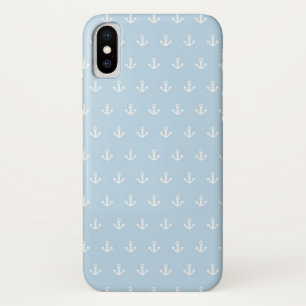 Pattern with white anchors on blue Case-Mate iPhone case