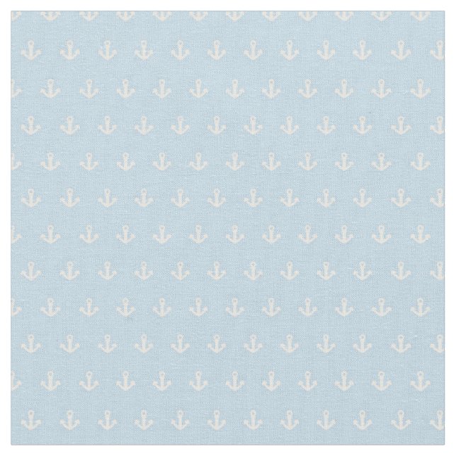 Pattern with white anchors on blue fabric (Close Up)