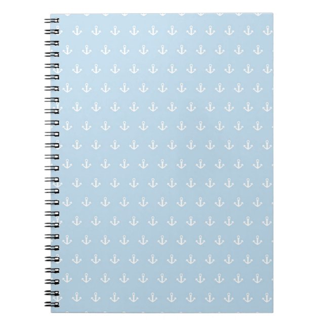Pattern with white anchors on blue notebook (Front)