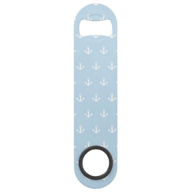 Pattern with white anchors on blue speed bottle opener (Front)
