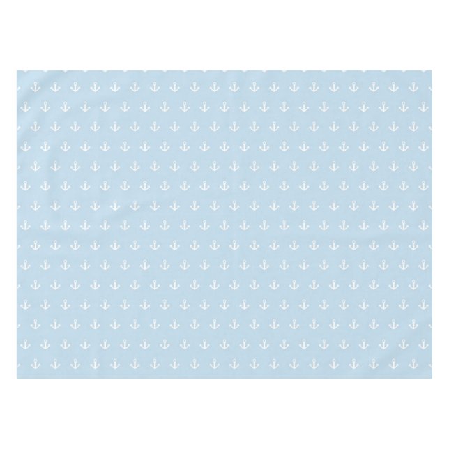 Pattern with white anchors on blue tablecloth (Front (Horizontal))
