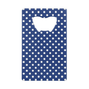 Pattern with white polka dots credit card bottle opener
