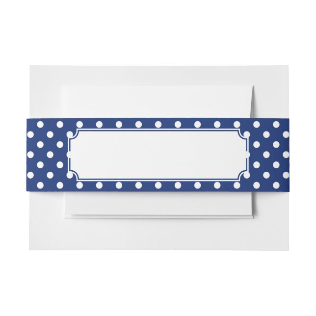 Pattern with white polka dots invitation belly band (Front Example)