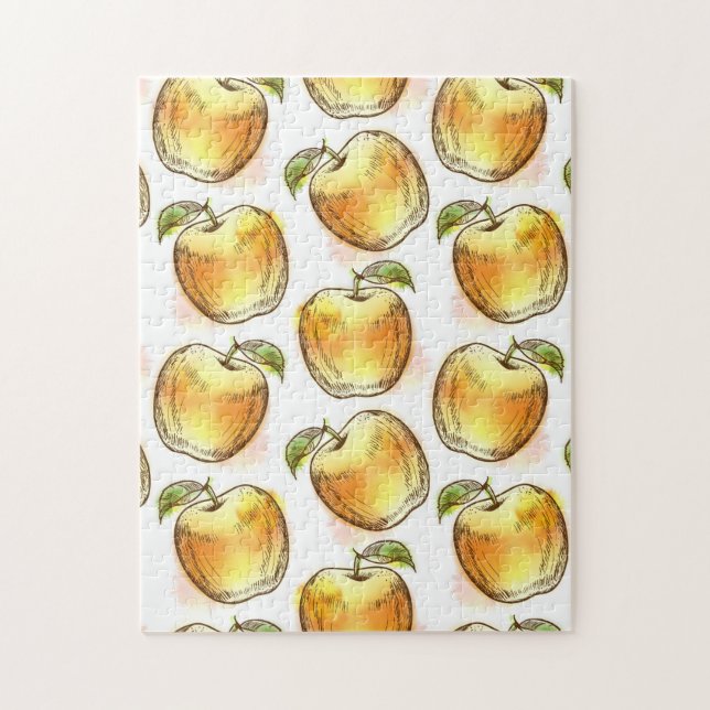 Pattern with yellow apple jigsaw puzzle (Vertical)