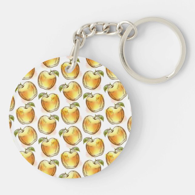 Pattern with yellow apple keychain (Back)