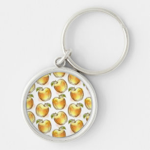Pattern with yellow apple keychain