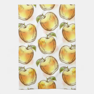 Pattern with yellow apple kitchen towel