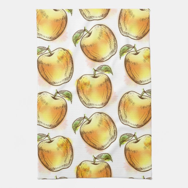 Pattern with yellow apple kitchen towel (Vertical)