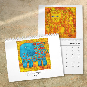 Patterned Animals Watercolour Art Calendar