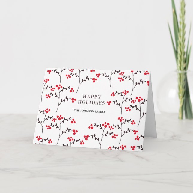 patterned berries holiday card (Front)