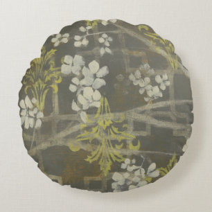 Patterned Blossom Branch I Round Pillow