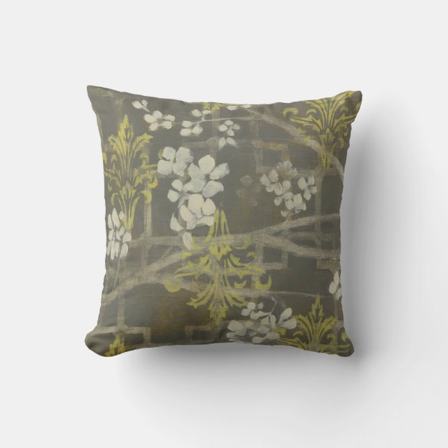 Patterned Blossom Branch I Throw Pillow (Front)
