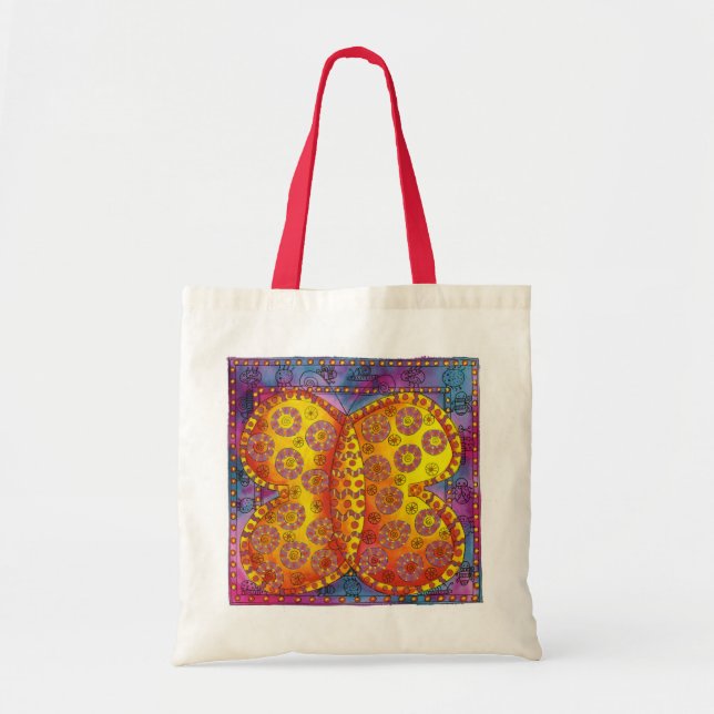 Patterned Butterfly Watercolour Illustration Tote Bag (Front)
