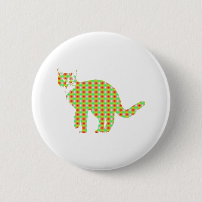 Patterned Cat 2 Inch Round Button (Front)