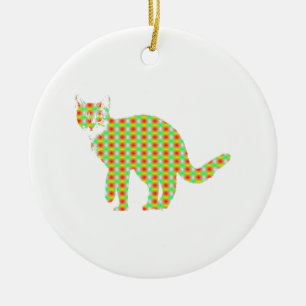 Patterned Cat Ceramic Ornament