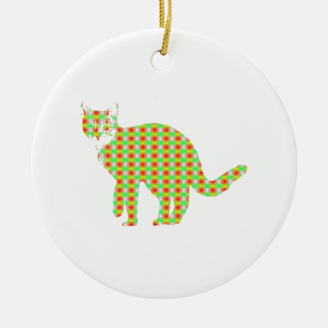 Patterned Cat Ceramic Ornament (Front)