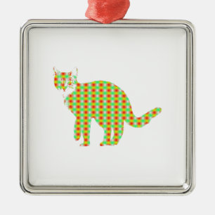 Patterned Cat Metal Ornament