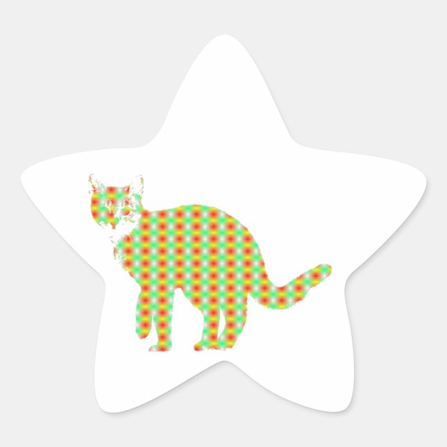 Patterned Cat Star Sticker (Front)