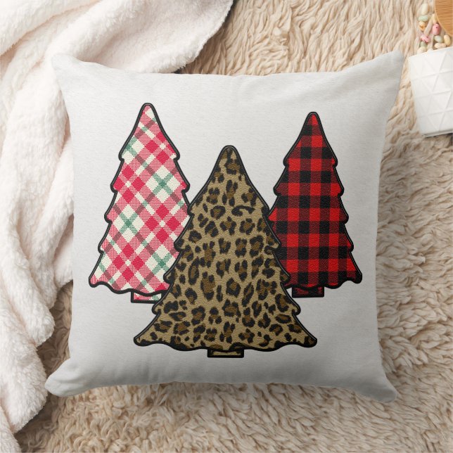 Patterned Christmas Trees Throw Pillow (Blanket)
