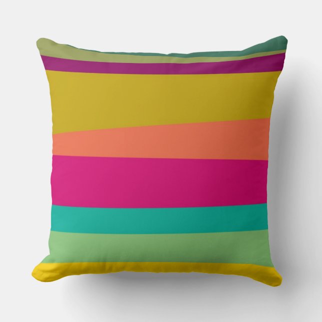 patterned colourful stripes throw pillow (Front)