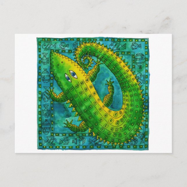 Patterned Crocodile Postcard (Front)
