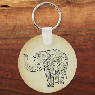 Patterned Elephant Keychain