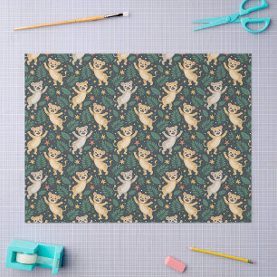 Patterned fabric featuring playful cartoon lion tissue paper