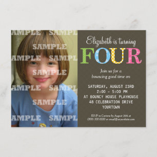Patterned Four Birthday Party Invitation