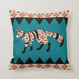 Patterned Fox Custom Throw Pillow