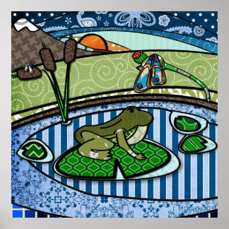 Patterned Frog in a pond Poster