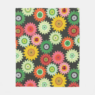Patterned Gears Fleece Blanket