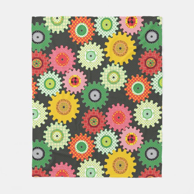 Patterned Gears Fleece Blanket (Front)