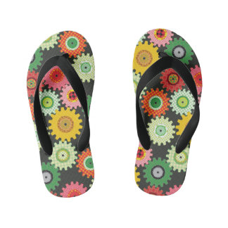 Patterned Gears Kid's Flip Flops
