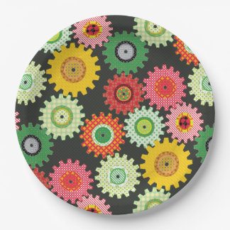 Patterned Gears Paper Plate