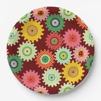 Patterned Gears Paper Plate