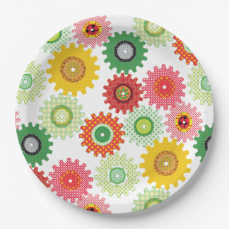 Patterned Gears Paper Plate