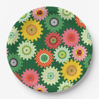 Patterned Gears Paper Plate