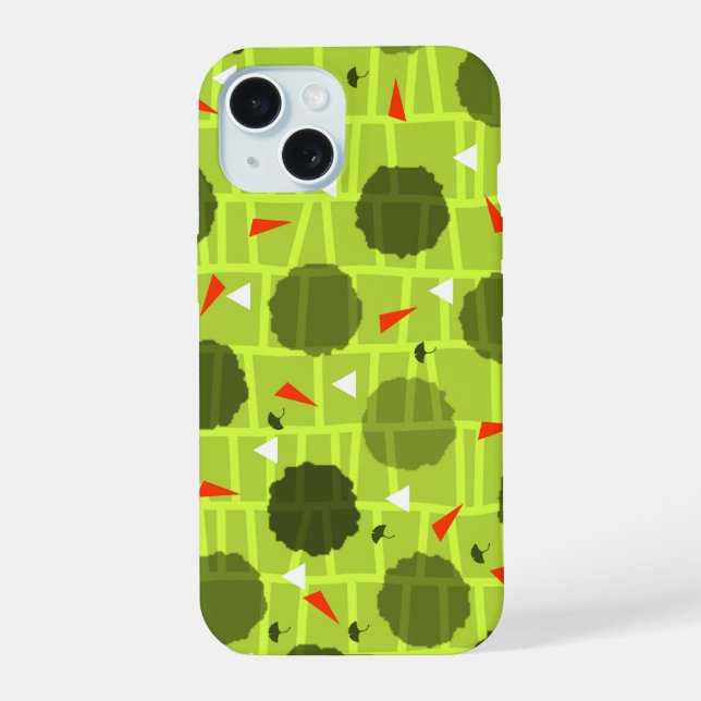 Patterned green iPhone 15 case (Back)