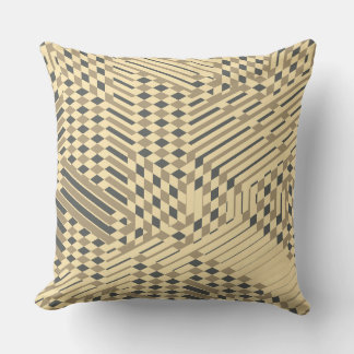 Patterned Grey, Taupe, Buttercream Throw Pillow