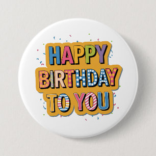 Patterned Happy Birthday 3 Inch Round Button