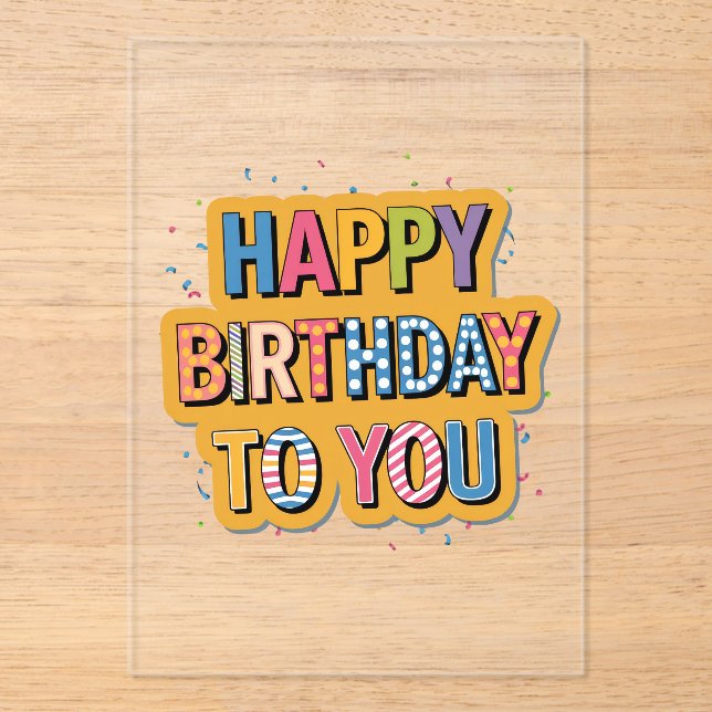 Patterned Happy Birthday Acrylic Invitations (Front)