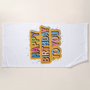 Patterned Happy Birthday Beach Towel