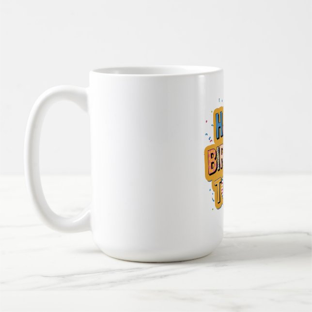 Patterned Happy Birthday Coffee Mug (Left)